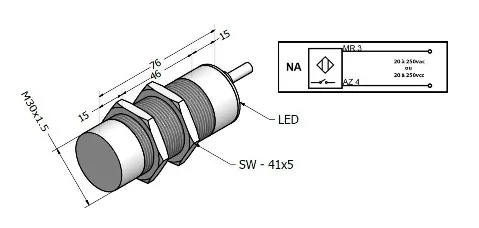 SENSOR INDUTIVO SIL-15-30-CR-A