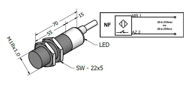 SENSOR INDUTIVO SIL-5-18-CR-F