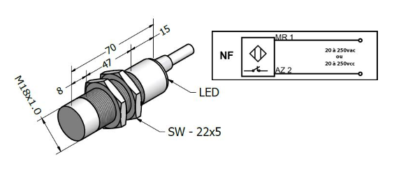 SENSOR INDUTIVO SIL-8-18-CR-F